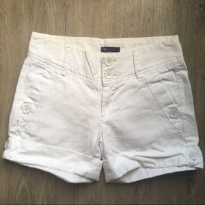 White Denim Button Shorts